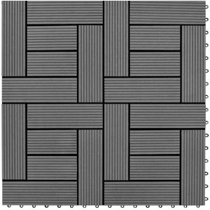 WPC - Terrastegels - Grijs - Hout-Kunststof-Composiet - 11 Stuks