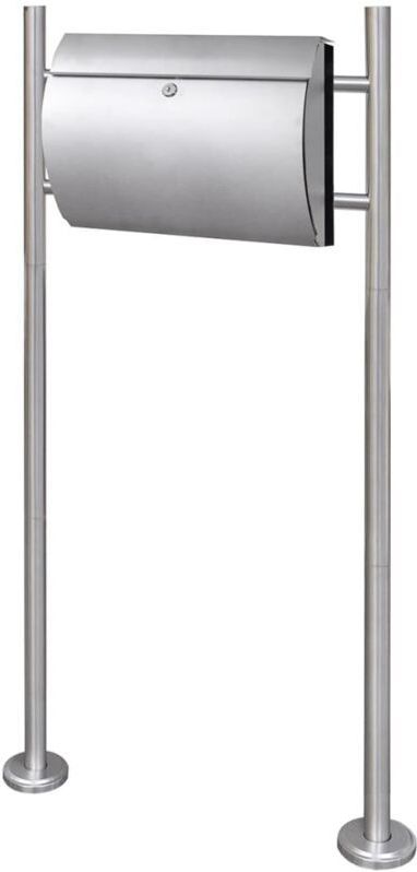 vidaXL - Brievenbus op Standaard - Roestvrij Staal - Inclusief Sleutels en Krantenhouder