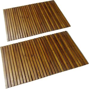 Badmat acaciahout 80 x 50 cm 2 stuks