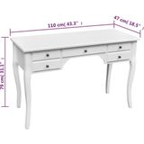 Houten Bureau - Wit - MDF en Grenenhout - 5 Laden