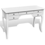 Houten Bureau - Wit - MDF en Grenenhout - 5 Laden