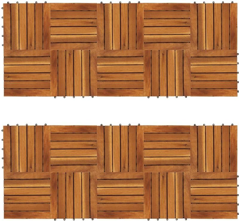 vidaXL - Terrastegels - verticaal - patroon - 30 - x - 30 - cm - Acacia - set - van - 20