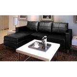 Vidaxl - L-förmiges Sofa 3-Sitzer Kunstleder Schwarz