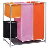 vidaXL - 3-delige Wassorteerder - Kleurgecodeerd - Ijzeren Frame - Hoogwaardige Stof