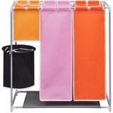 vidaXL - 3-delige Wassorteerder - Kleurgecodeerd - Ijzeren Frame - Hoogwaardige Stof