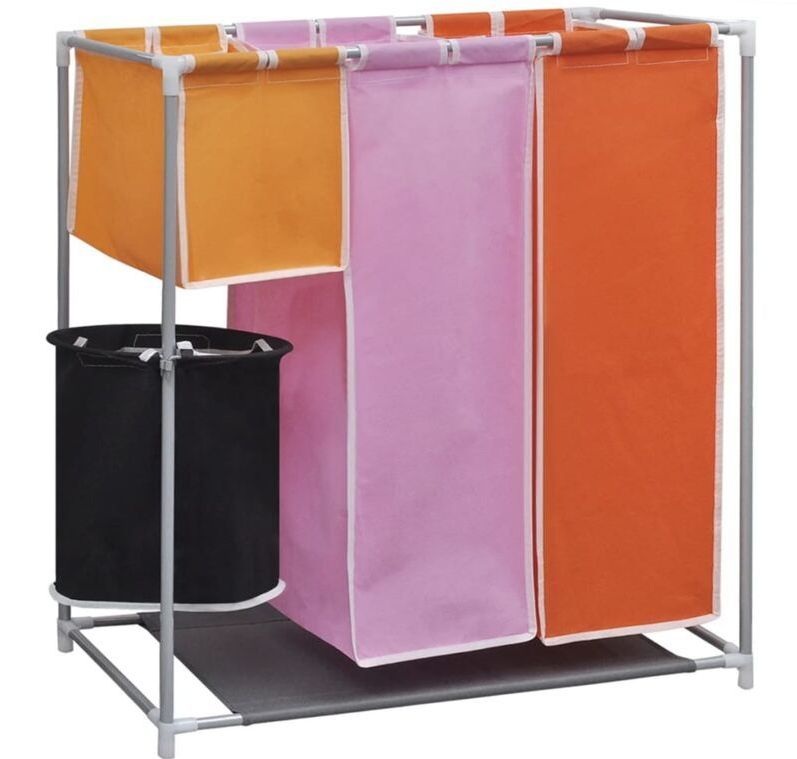 vidaXL - 3-delige Wassorteerder - Kleurgecodeerd - Ijzeren Frame - Hoogwaardige Stof