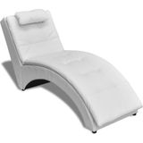 vidaXL-Chaise-longue-met-kussen-kunstleer-wit