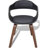 VidaXL Eetkamerstoelen 4 st Gebogen Hout & Kunstleer Zwart