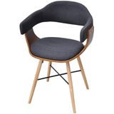 VidaXL Eetkamerstoelen 4 st Gebogen Hout & Stof Donkergrijs