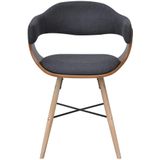 VidaXL Eetkamerstoelen 4 st Gebogen Hout & Stof Donkergrijs