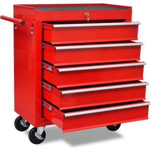 VidaXL-Gereedschapswagen-5-lades-rood