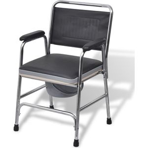 vidaXL Toiletstoel - Staal - Zwart - Sterk en Lichtgewicht - Comfortabel