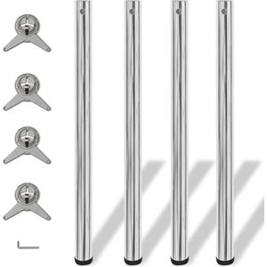 Chroom - Tafelpoten - Hoogte Verstelbaar - Set van 4