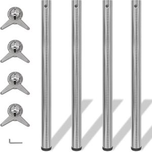 Tafelpoten - Geborsteld Nikkel - Hoogte Verstelbaar - Set van 4