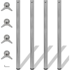 vidaXL 4x höhenverstellbares Tischbein Nickel gebürstet 1100 mm