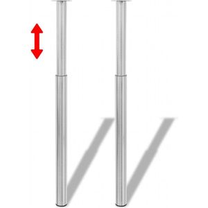 Telescopische Tafelpoten - Geborsteld Nikkel - 710mm tot 1100mm - Set van 2