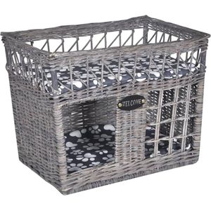 vidaXL-Kattenbed/huis/krabpaal-met-kussen-vierkant-wilgen