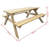 VidaXL Picknicktafel 150x135x71,5 cm Hout