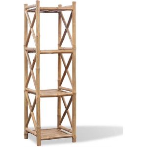 vidaXL Standregal mit 4 Böden Quadratisch Bambus