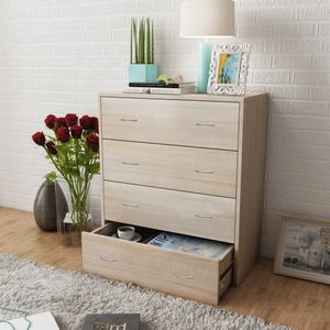 vidaXL - Dressoir - Eikenkleur - Bewerkt Hout en MDF - 4 Lades