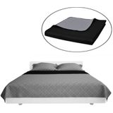 vidaXL Bedsprei - Gewatteerd - Zwart/Grijs - Microvezel - 220x240 cm