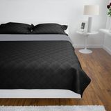 vidaXL Bedsprei - Gewatteerd - Zwart/Grijs - Microvezel - 220x240 cm