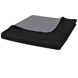 vidaXL Bedsprei - Gewatteerd - Dubbelzijdig - Zwart/Grijs - Microvezel