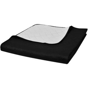 vidaXL - Gewatteerde Bedsprei - Zwart/Wit - Microvezel - Dubbelzijdig