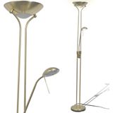 Vloerlamp - Staal - Warmwit Licht - Uplighter en Leeslamp