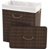 Bamboe Wasmand - Donkerbruin - Rechthoekig - Met Uitneembare Binnenvoering