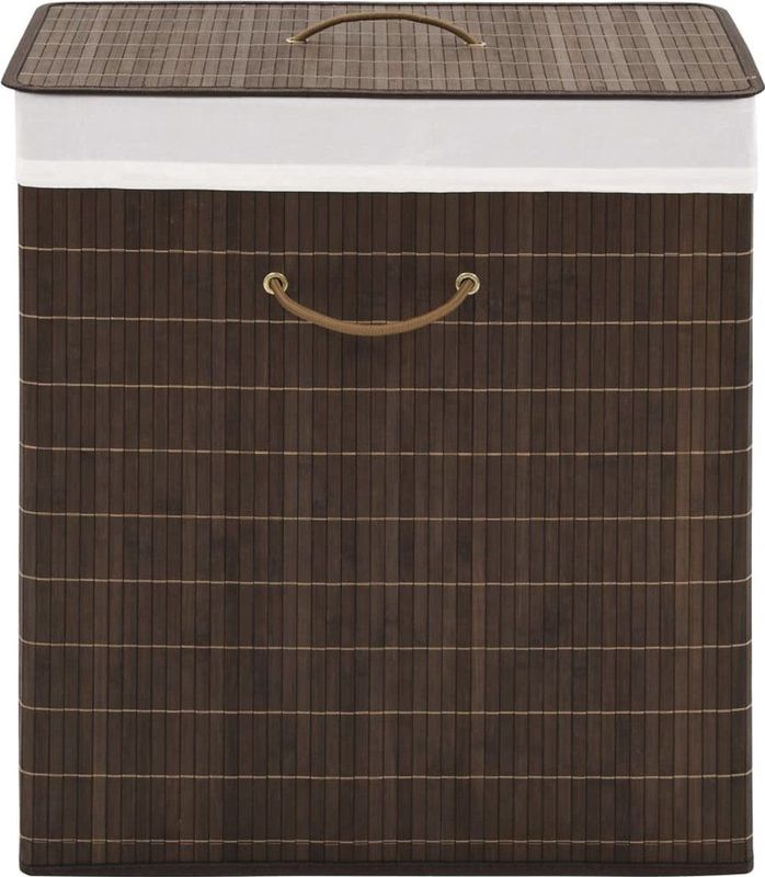 Bamboe Wasmand - Donkerbruin - Rechthoekig - Met Uitneembare Binnenvoering