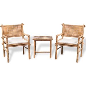 vidaXL 3-tlg. Bistro-Set mit Auflagen Bambus