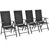 Gartenstühle Klappbar 4 Stk. Aluminium und Textilene Schwarz Vidaxl