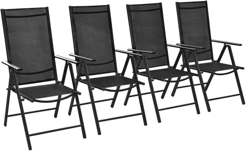 Gartenstühle Klappbar 4 Stk. Aluminium und Textilene Schwarz Vidaxl