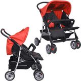 Duo Kinderwagen - Staal - Inklapbare Luifel - Verstelbare Rugleuning