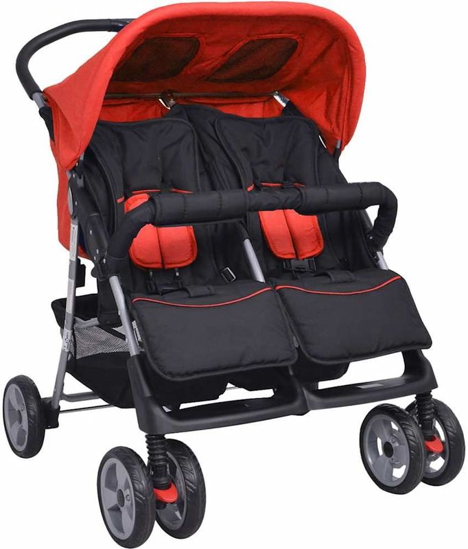 Duo Kinderwagen - Staal - Inklapbare Luifel - Verstelbare Rugleuning