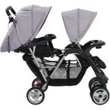 vidaXL Tandem-Kinderwagen Stahl Grau und Schwarz