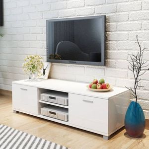 vidaXL - Tv-meubel - 140x40,5x35 - cm - hoogglans - wit