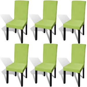 vidaXL - Stoelhoezen - Groen - Stretch - Set van 6