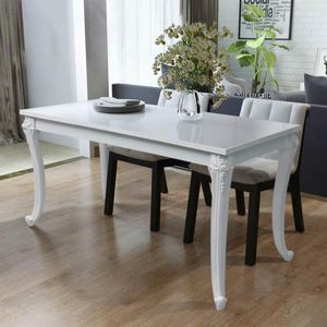 vidaXL - Eettafel - 116x66x76 - cm - hoogglans - wit