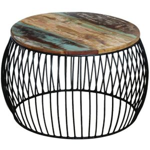 vidaXL Salontafel rond 68x37 cm massief gerecycled hout