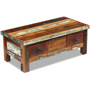vidaXL Couchtisch mit Schubladen Altholz Massiv 90x45x35 cm
