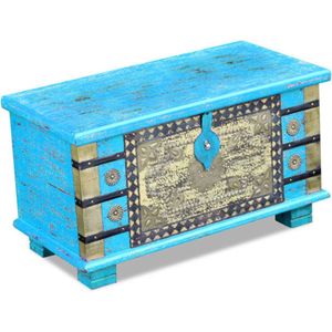 Opslagkist - Blauw - Mangohout - Antieke Afwerking
