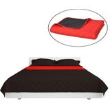 vidaXL - Dubbelzijdig Gequilte Bedsprei - Rood en Zwart - 170x210 cm - Microvezel