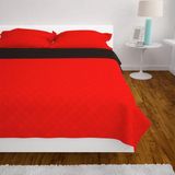 vidaXL - Dubbelzijdig Gequilte Bedsprei - Rood en Zwart - 170x210 cm - Microvezel