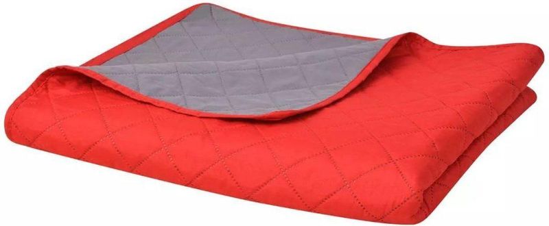 vidaXL - Dubbelzijdige Quilt Bedsprei - Rood en Grijs - 170x210 cm