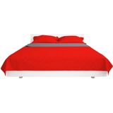vidaXL - Dubbelzijdige Quilt Bedsprei - Rood en Grijs - Microvezel
