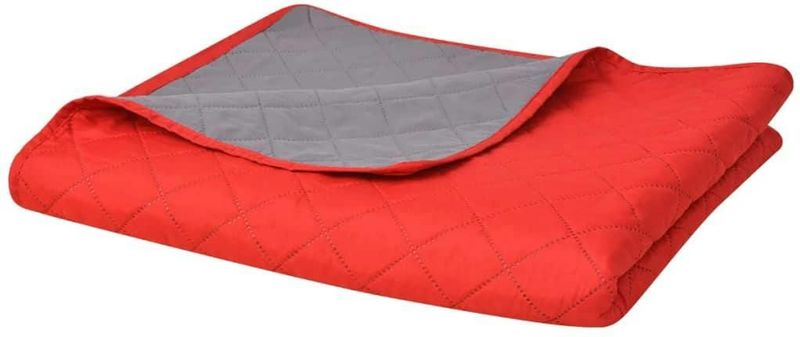 vidaXL - Dubbelzijdige Quilt Bedsprei - Rood en Grijs - Microvezel