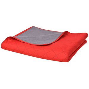 Haba - Gequilte Bedsprei - Rood en Grijs - Microvezel