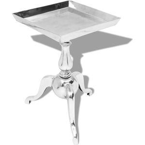 vidaXL - Bijzettafel - vierkant - aluminium - zilver